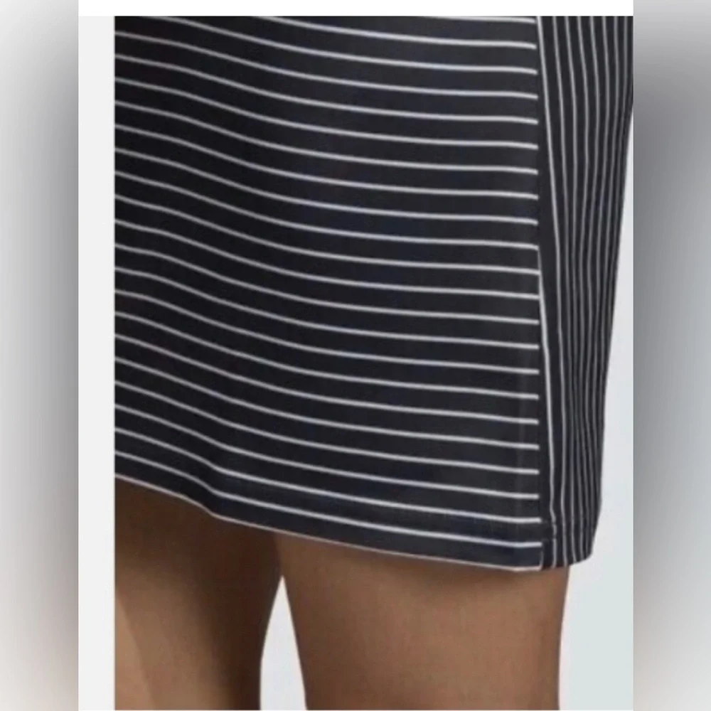 ✨⚡️💥Adidas Trefoil Originals Satin Black White Striped Tee Dress - Picture 3 of 15